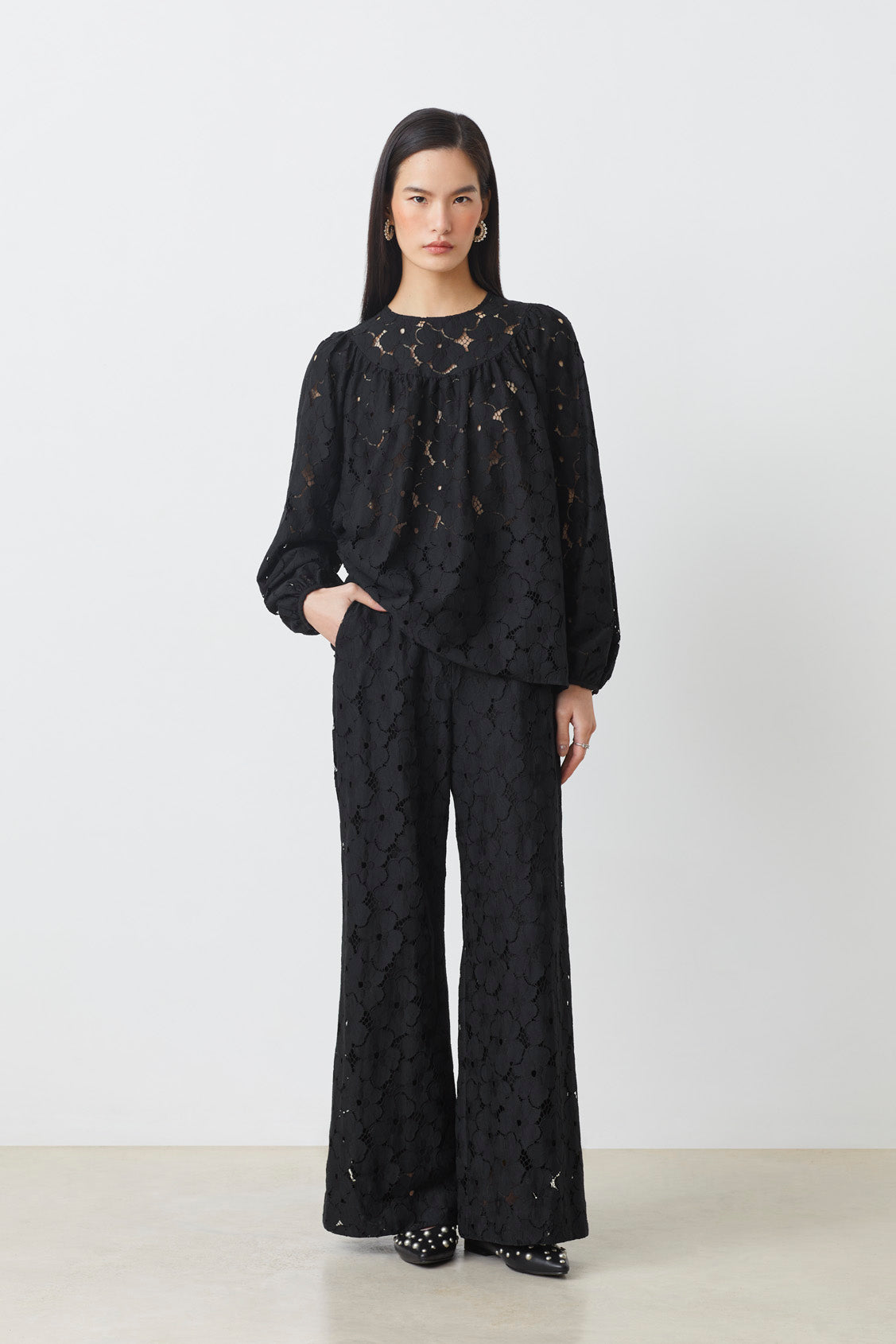 Black Eyelet Top