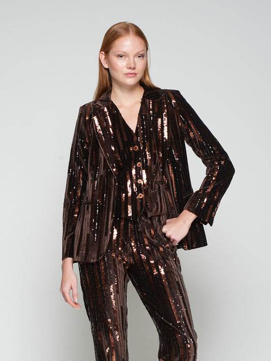Sequined Blazer Chocolate