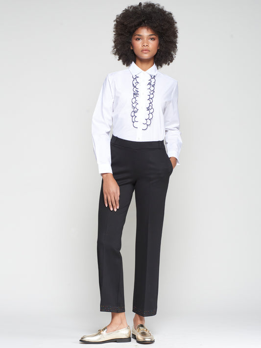 Dress Shirt Black Scallop