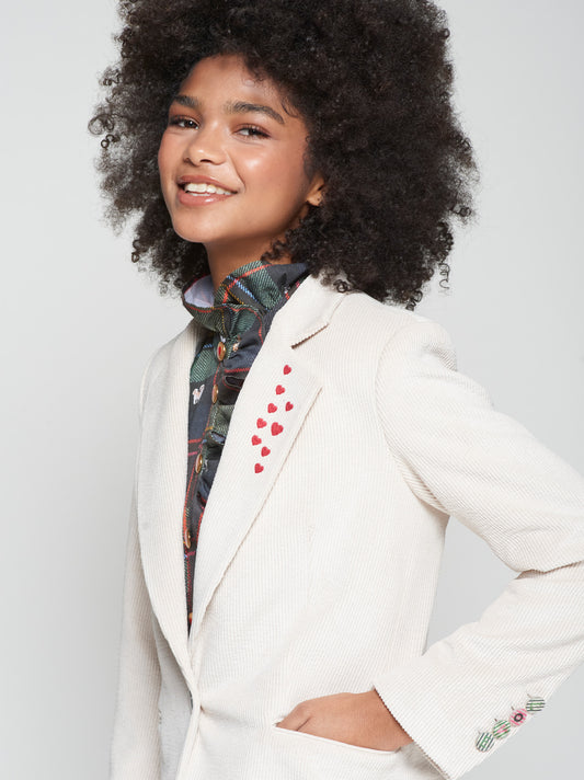 Cream Ribbed Blazer