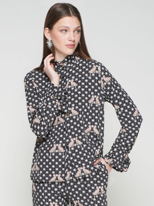 Black Print Blouse
