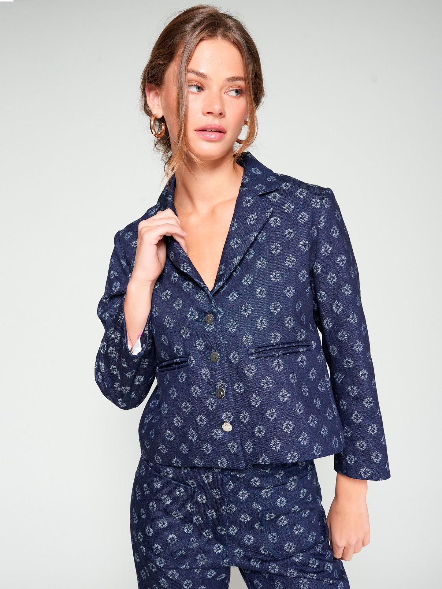 Denim Printed Blazer