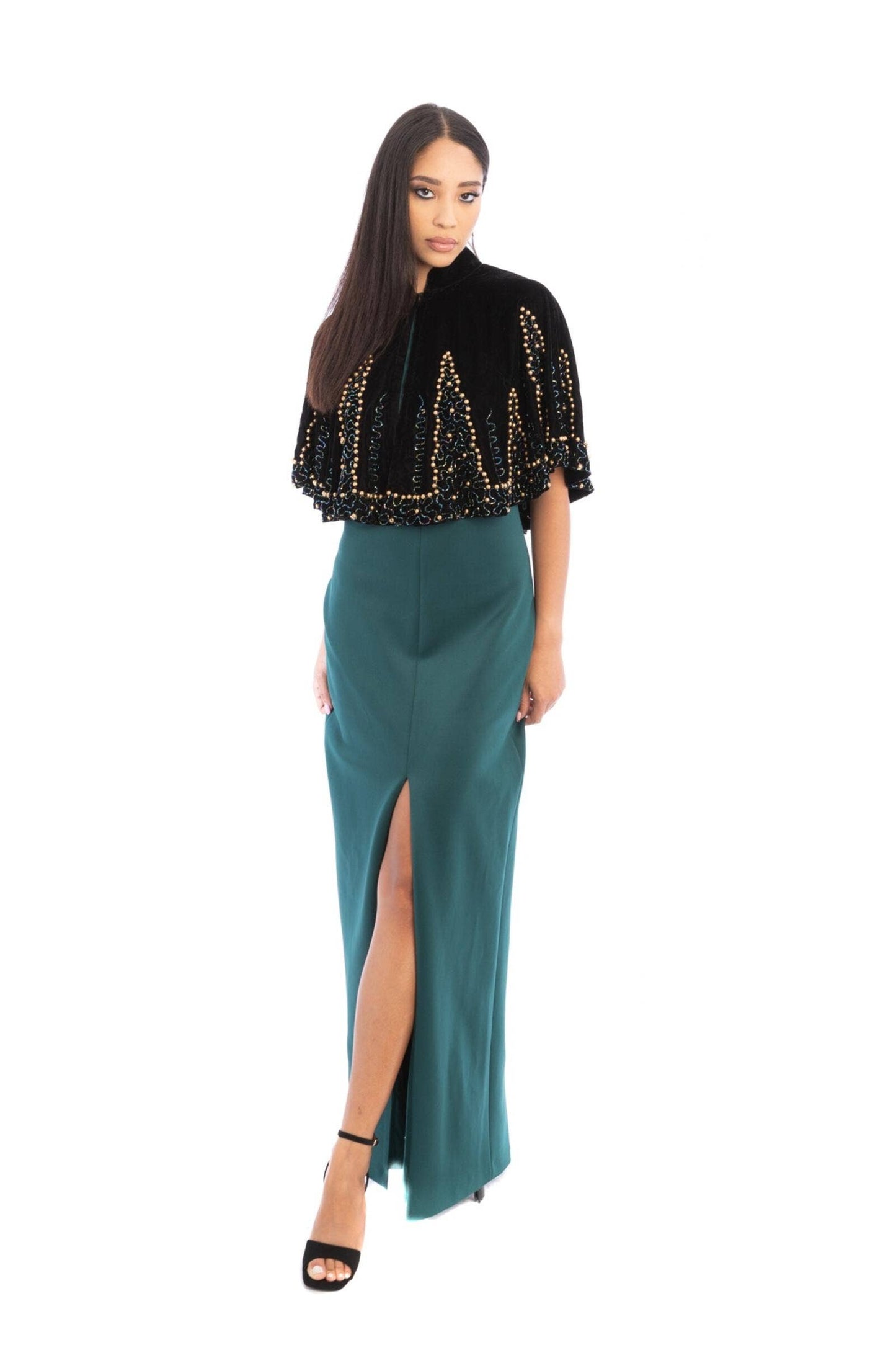 Holiday Velvet Embellished Capelet