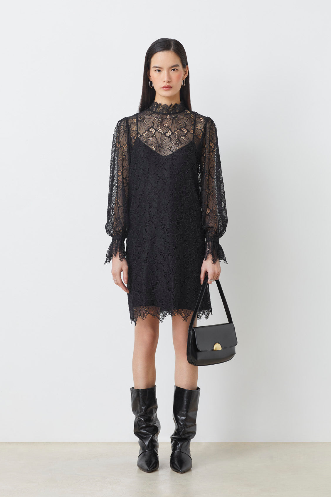 Dress Short Black Lace