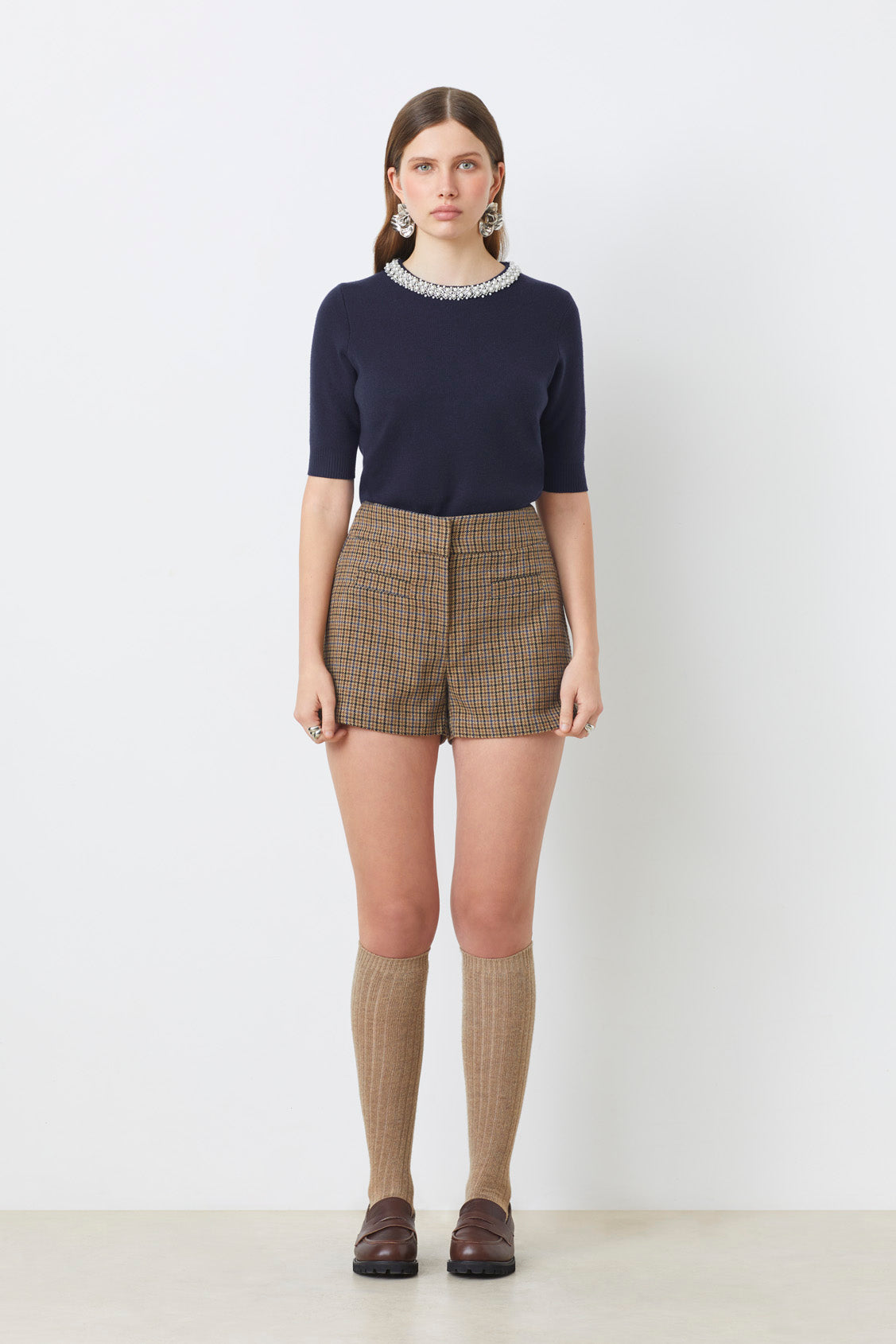 Navy Short Sleeve Sweater