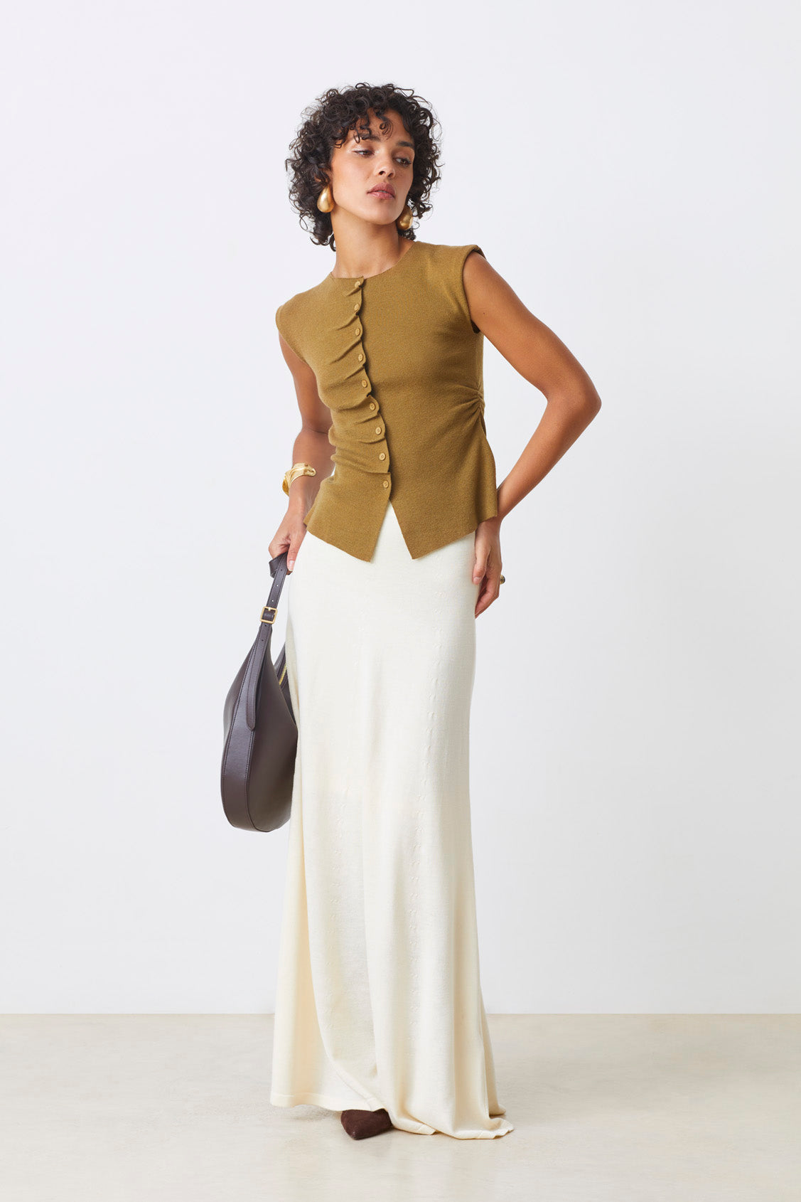 Long Cream Sweater Skirt